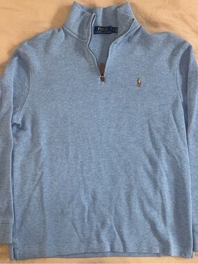 Ralph Lauren Light Blue Quarter-Zip Polo Sweater